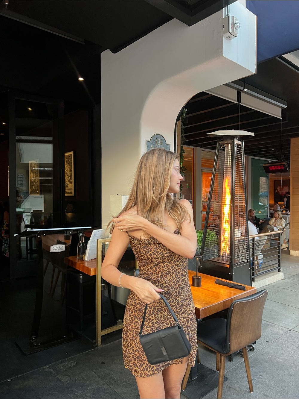 Staud Leopard Slip Dress with lace up back